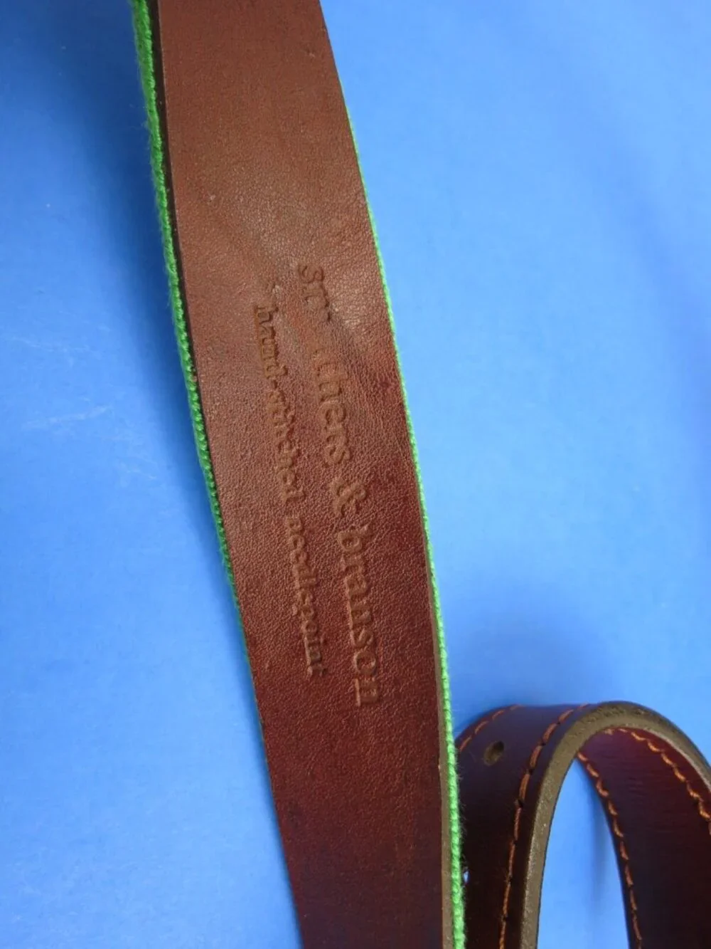Smathers & Branson Needlepoint Green Mickey Mouse Disney Belt Size 37